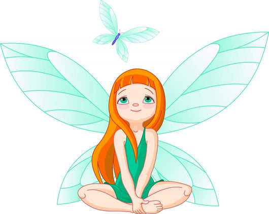 Fairy observes for flying butterfly Wall Decal