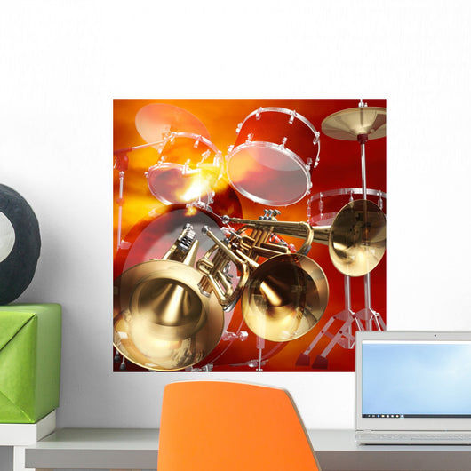 abstract jazz rock background musical instruments Wall Mural