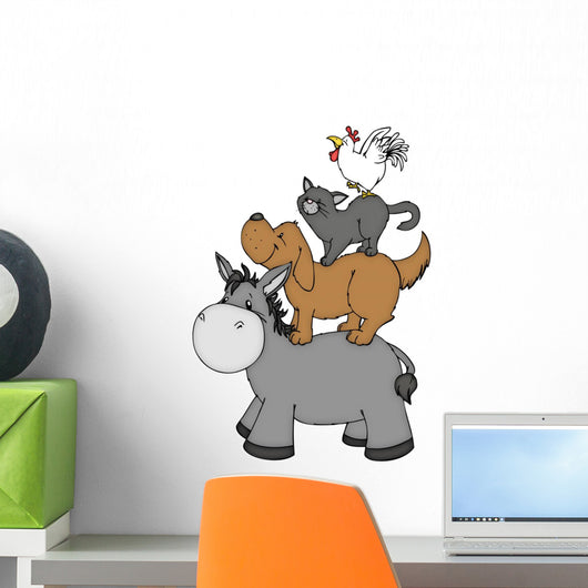 Bremer Stadtmusikanten, Hahn, Katze, Hund, Esel Wall Decal