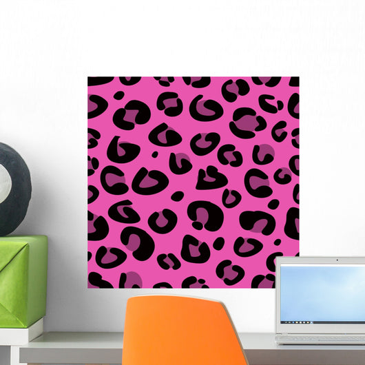 Seamless pink leopard texture pattern. Vector Illustration. Wall Mural