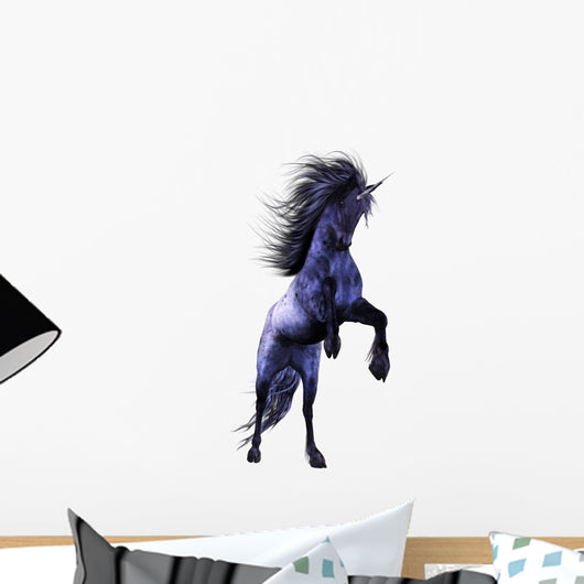 Rearing Blue Unicorn Wall Decal