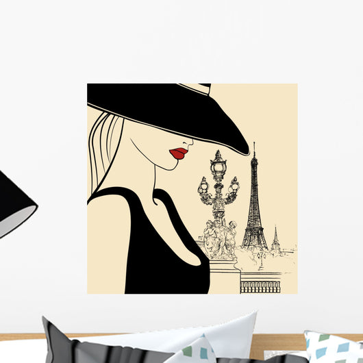 Woman on Alexander III Bridge in Paris Wall Mural