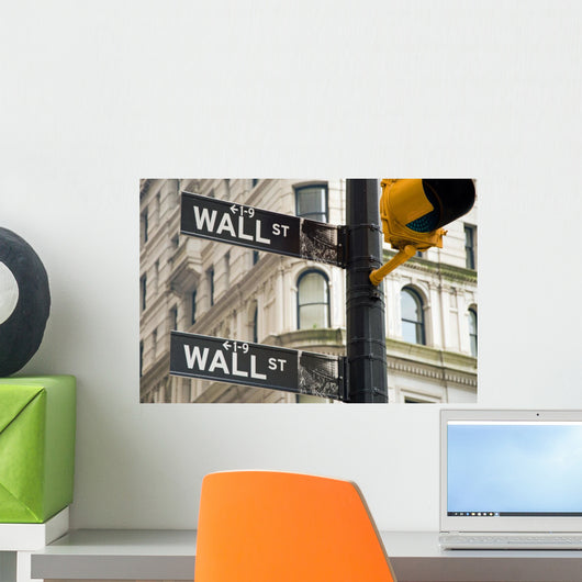 Wall street signs in New York city Wall Mural