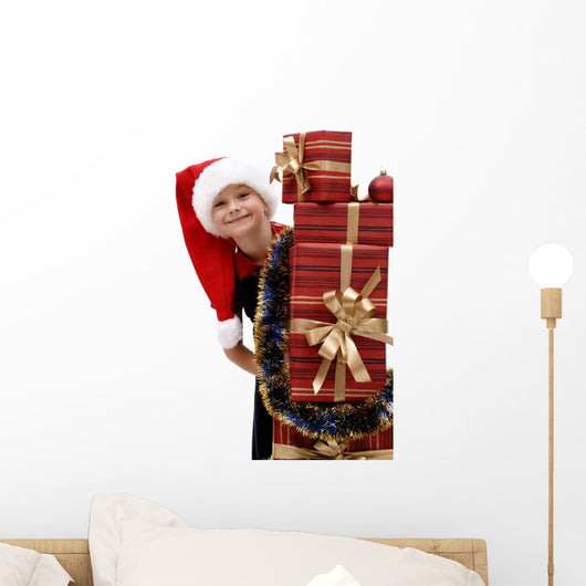 Little Girl Christmas Decoration Wall Decal