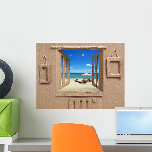 Cardboard House on the Beach Wall Mural