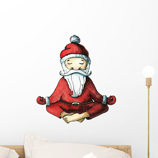 Cartoon Yoga Santa Claus Wall Decal