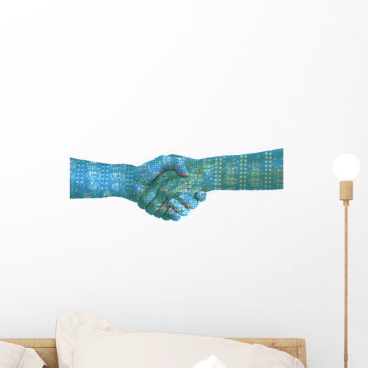 Techno Handshake White Wall Decal