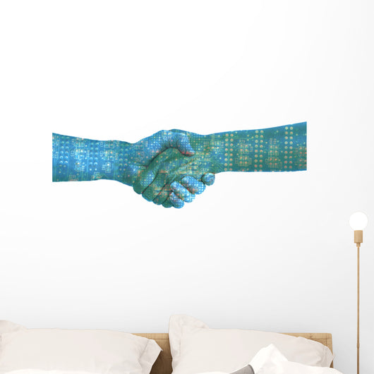 Techno Handshake White Wall Decal
