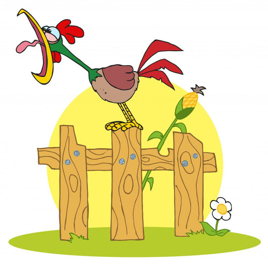 Loud Rooster On A Wood Fence By A Corn Stalk Wall Decal