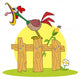 Loud Rooster On A Wood Fence By A Corn Stalk Wall Decal