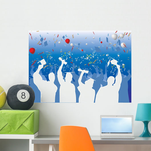 Graduation Celebration Silhouette Wall Mural