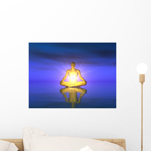 Water Meditation Gold Blue Wall Mural