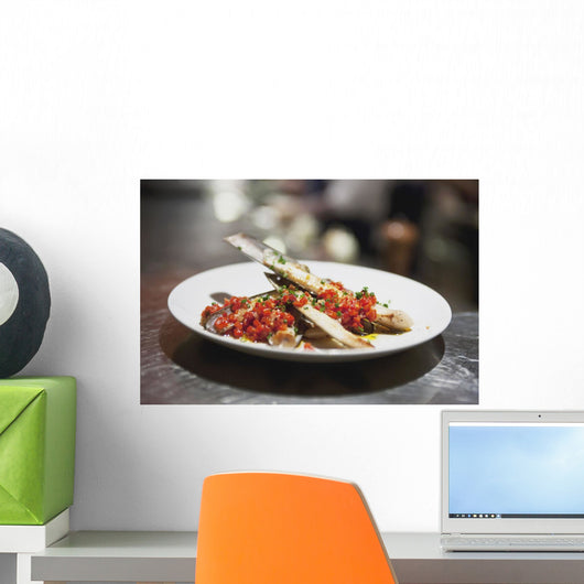 Razor clams on a plate in a restaurant Wall Mural