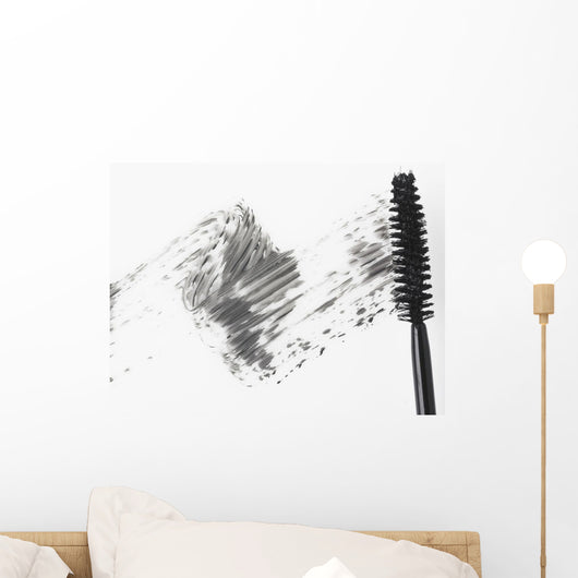 Mascara brush leaving traces of mascara on a white background Wall Decal
