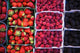 Berries in boxes at a food market;Sault vaucluse provence france Wall Mural