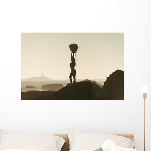Silhouette Female Surfer Wall Decal