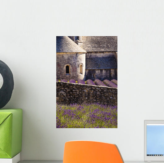 Blooming field of Lavender in front of Senanque Abbey Wall Mural