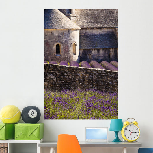 Blooming field of Lavender in front of Senanque Abbey Wall Mural