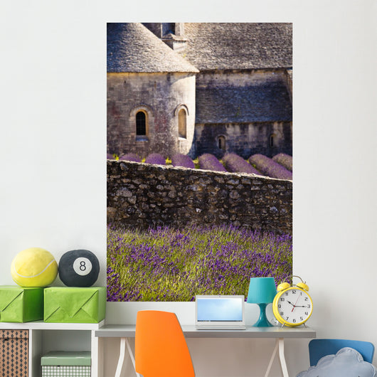 Blooming field of Lavender in front of Senanque Abbey Wall Mural