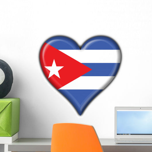 Cuba Button Heart Flag Wall Decal