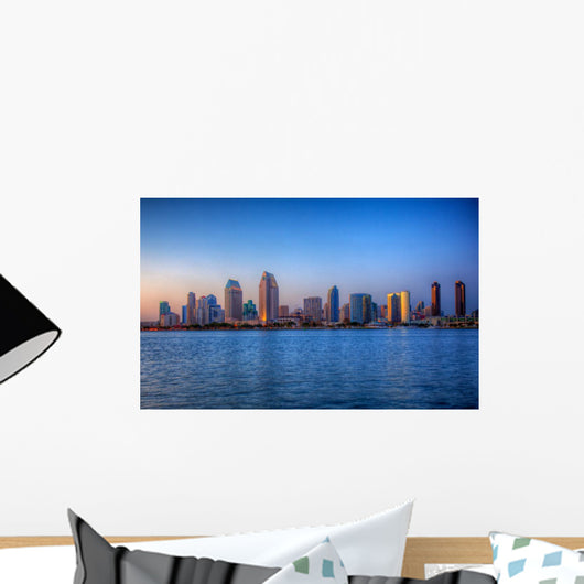 San Diego skyline on clear evening in HDR Wall Mural