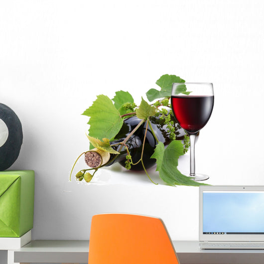 Bottle of Wine Entwined With Vine Wall Decal