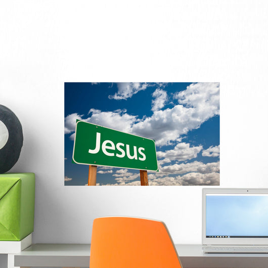 Jesus Green Road Sign Wall Mural