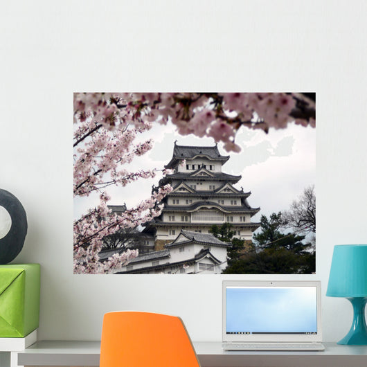 Japanese Castle During Cherry Blossom Wall Mural