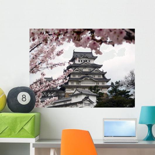Japanese Castle During Cherry Blossom Wall Mural