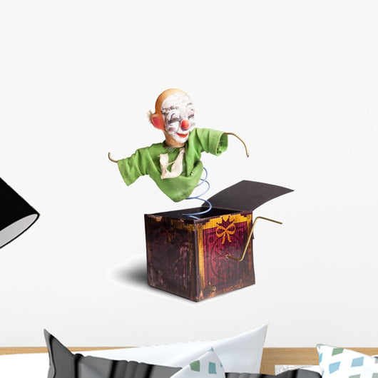 photo of a vintage Jack-in-the-box toy isolated Wall Decal