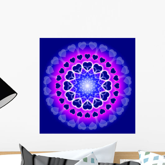 Blue Love Mandala - Circle of hearts Wall Mural