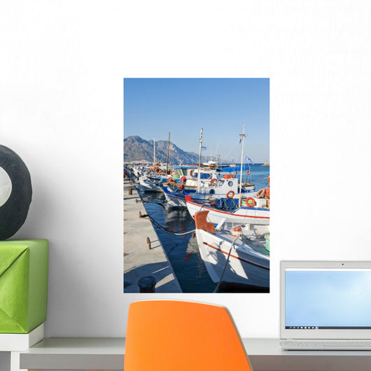 Greek Fishing boats, Kardamena Harbor, Kos, Greece Wall Mural