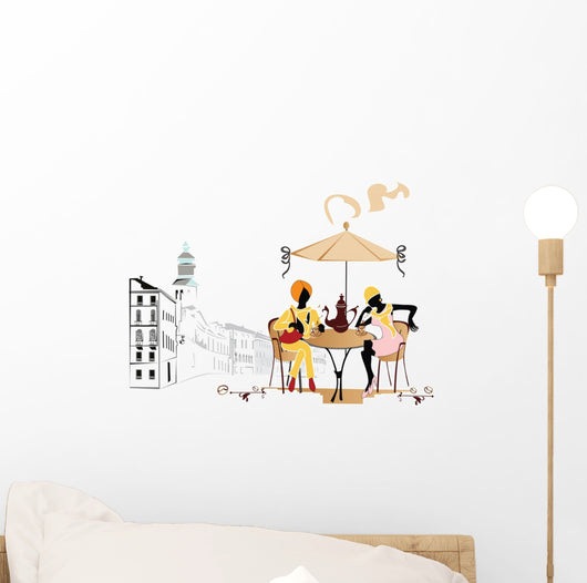 Girls in the cafe Wall Mural