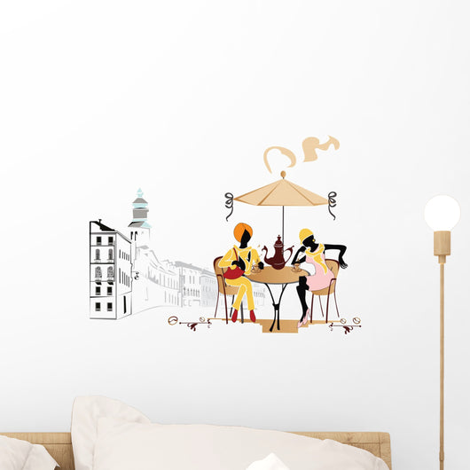 Girls in the cafe Wall Mural