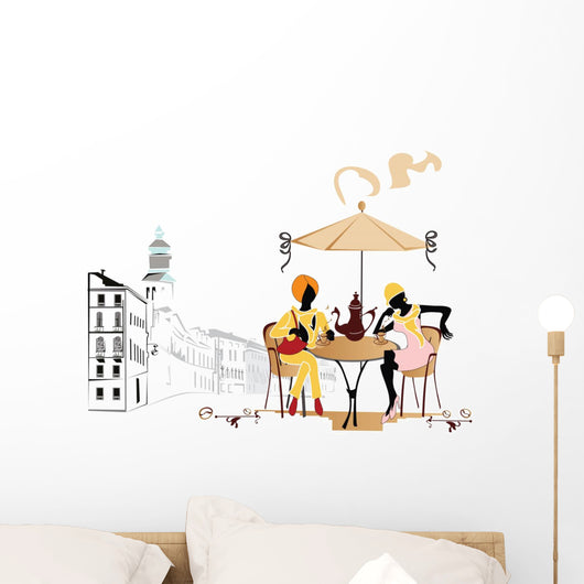 Girls in the cafe Wall Mural