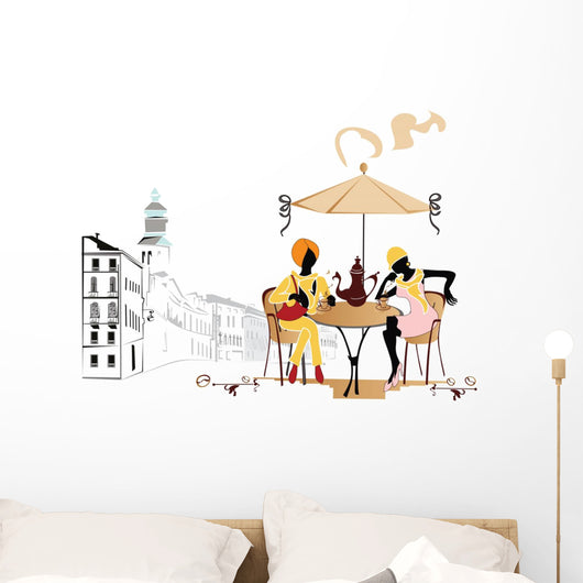Girls in the cafe Wall Mural