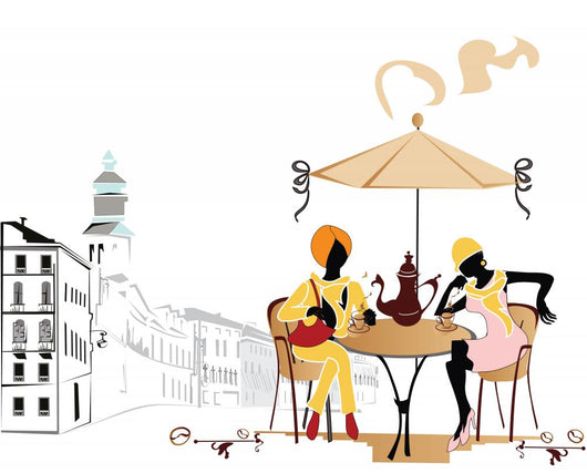 Girls in the cafe Wall Mural