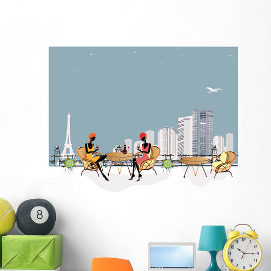 2 Chatting Girls Restaurant Wall Decal