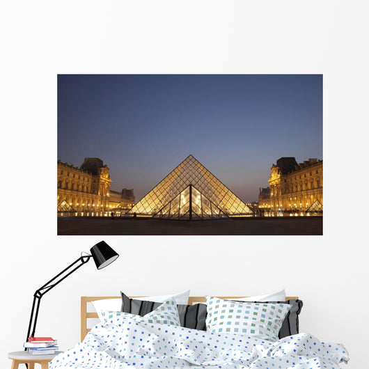 France, Glass pyramid of Louvre Museum Wall Mural