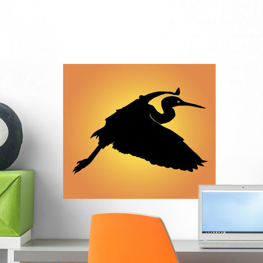 Heron Orange Wall Mural