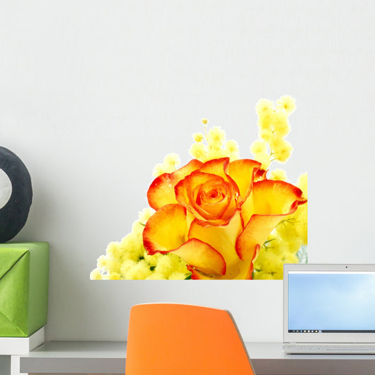 Red and yellow rose arrangement Wall Decal