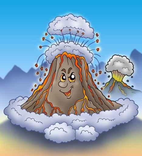 Erupting Cartoon Volcano Wall Decal