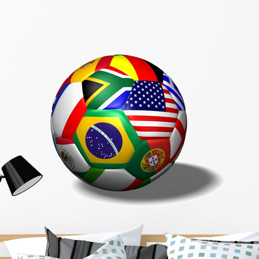 Soccer Ball Flags Wall Decal