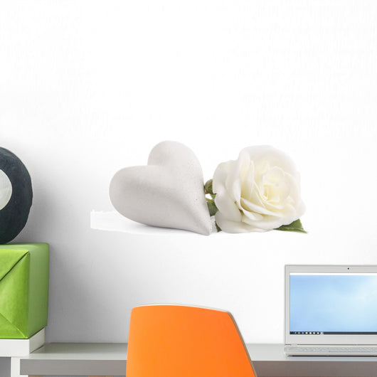 White Rose With Heart Wall Decal