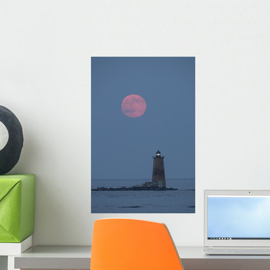 Large Red Moon over Wall Mural