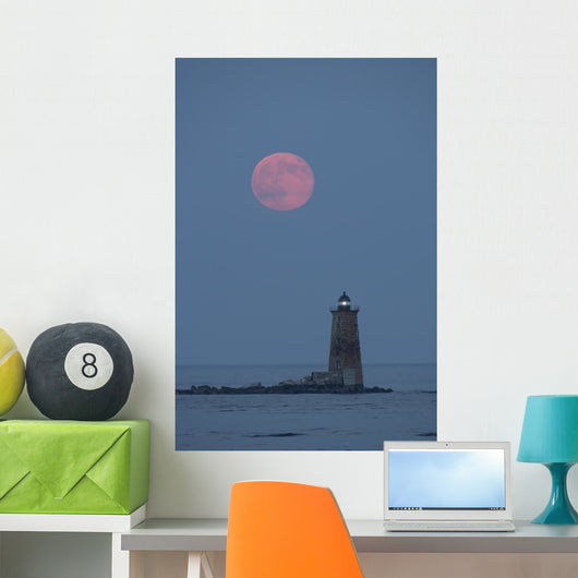 Large Red Moon over Wall Mural