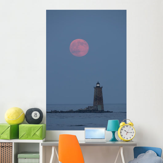 Large Red Moon over Wall Mural
