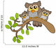 Three Cute Owls on Branch Wall Decal