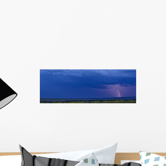 Lightning strike over the prairies Wall Mural