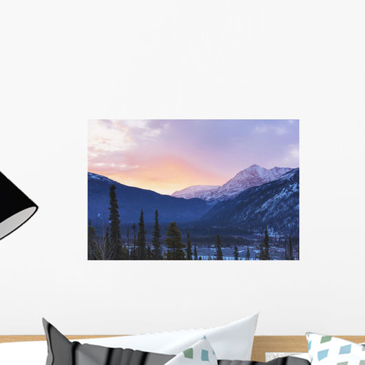 Sunrise Lights The Clouds Pink Above The Sentinel Range Wall Mural